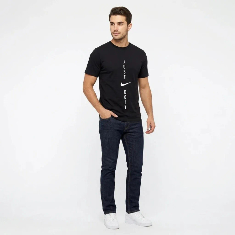تیشرت یقه گرد مردانه طرح Just Do It مشکی نخ پنبه صد در صد مناسب ورزش و دورهمی