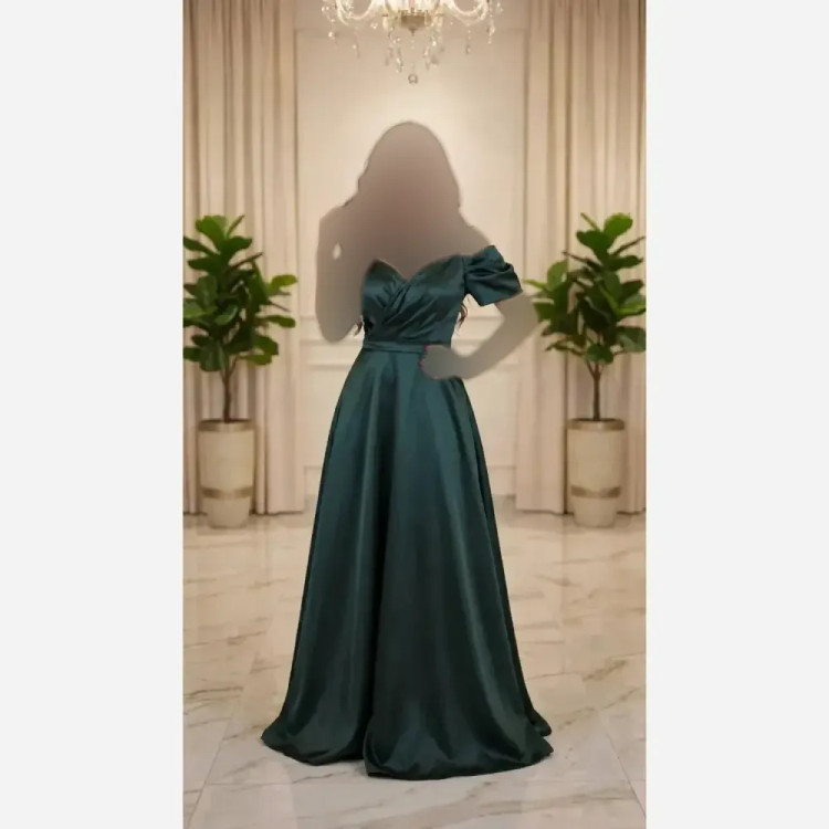 پیراهن زنانه جنس ساتن آمریکایی قد 165 رنگ سبز یاسی آبی مشکی سایز 38 تا 48