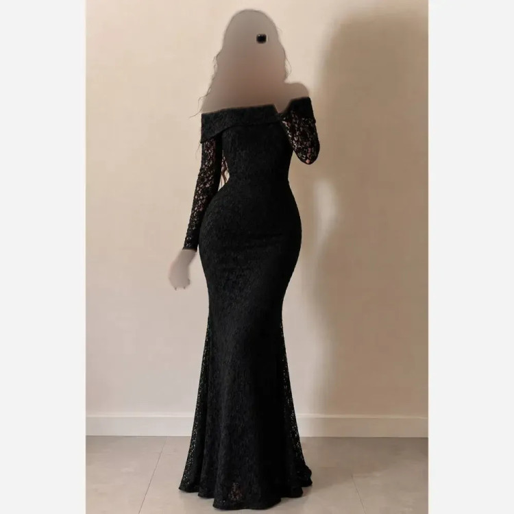ماکسی دانتل مخمل آستردار بلند مجلسی زنانه رنگ مشکی و قهوه ای
