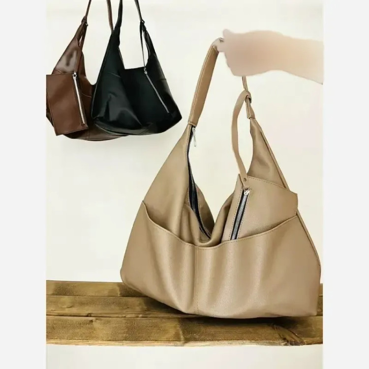 کیف زنانه شرانگ وارداتی دو جیب جلو مشکی و شکلاتی