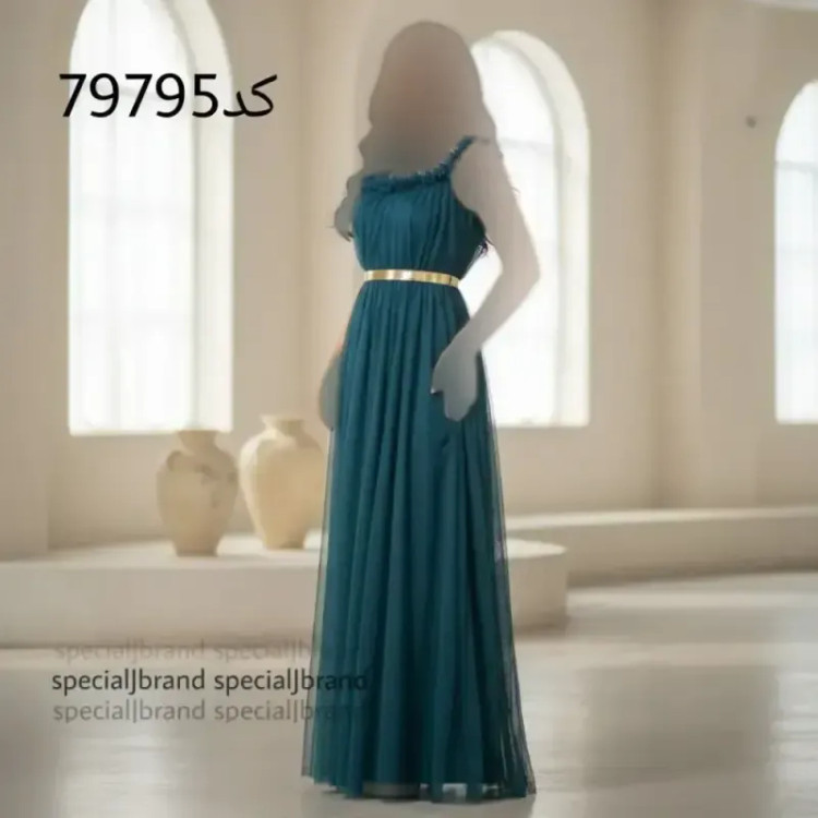 پیراهن ماکسی مجلسی زنانه تور و آستر کمربند دار سایز 40 تا 46