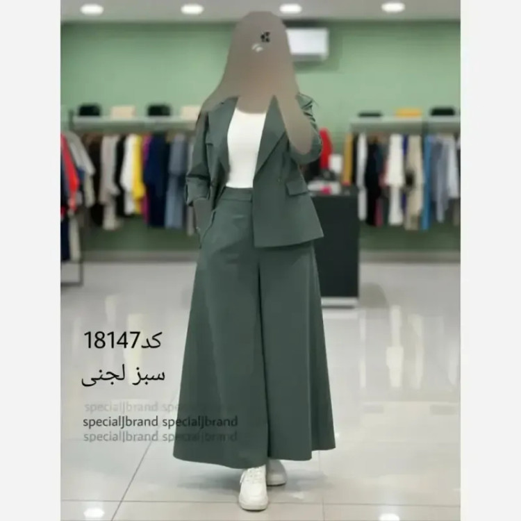 ست کت و دامن شلواری لینن زنانه مدل سارا خنک و سبک
