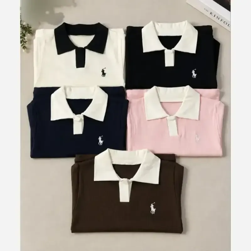 پولوشرت کبریتی یقه سفید گلدوزی polo فانریپ پنبه