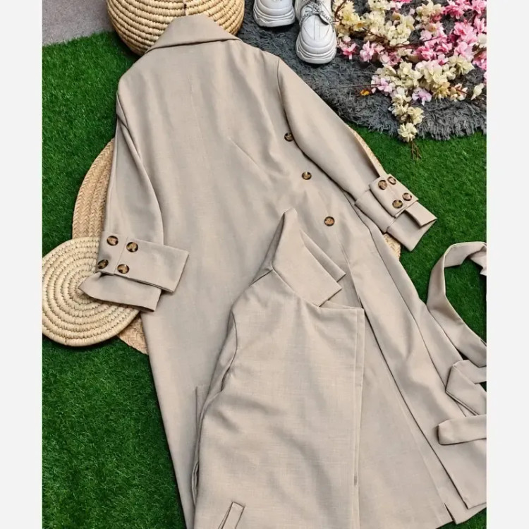 مانتو پشت دکمه زنانه جنس هرمس اعلا دو جیب سایز 38 تا 46 فری
