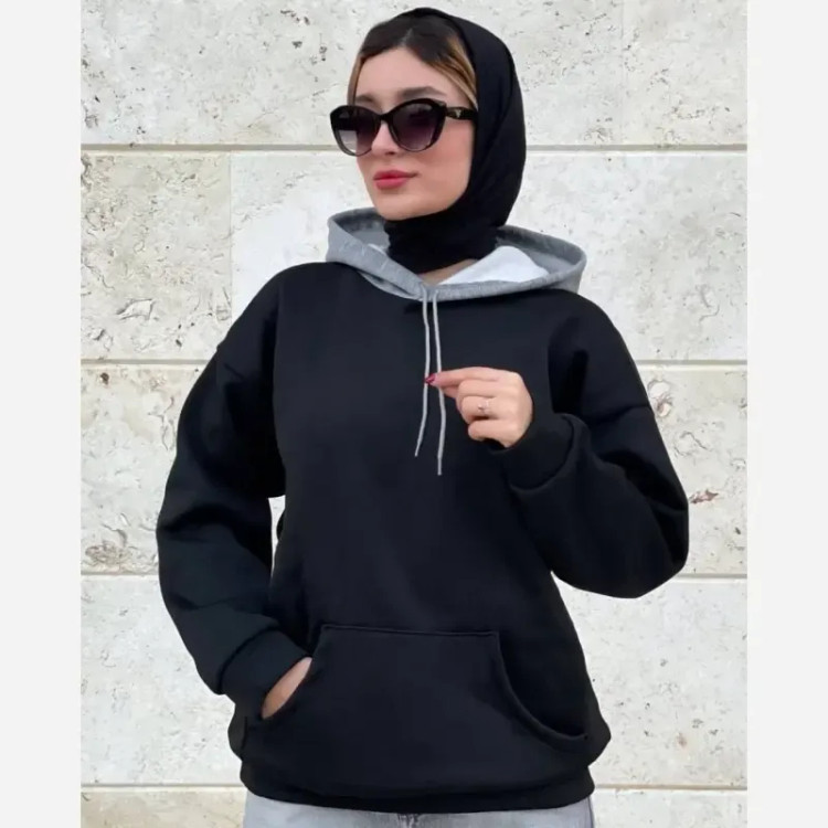 هودی دورس اسپان داخل کرکی کلاهدار فری سایز طوسی