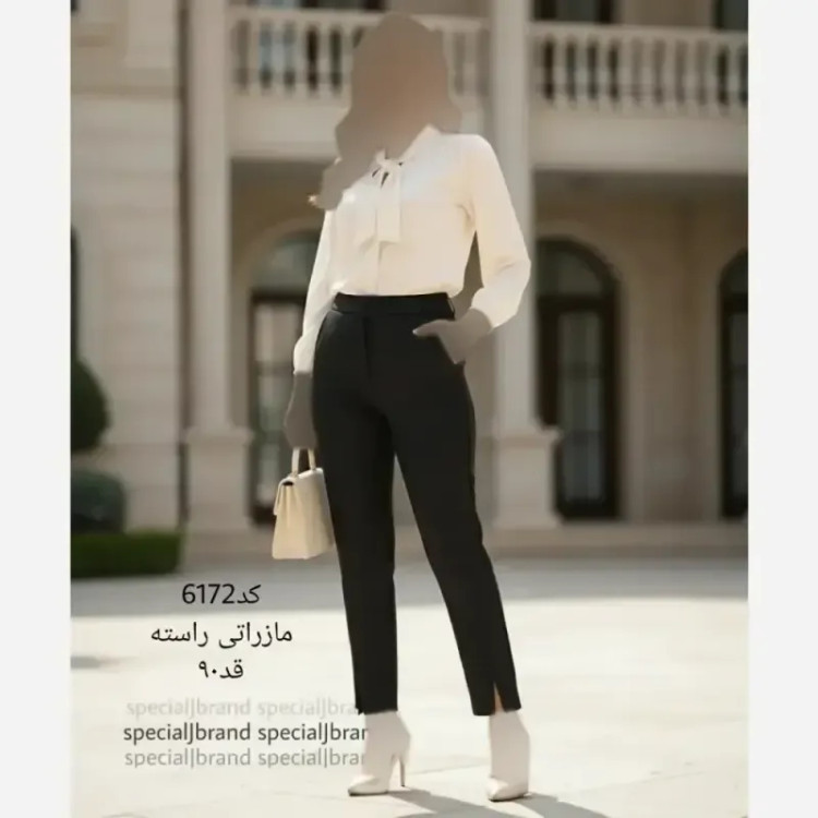 شلوار راسته مازراتی زنانه قد 90 رنگ مشکی جیبدار