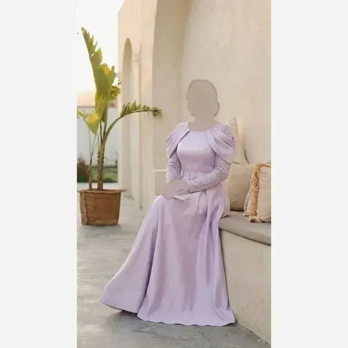 لباس مجلسی زنانه مرسانا آستین بلند ساتن ال ایکس قد 150
