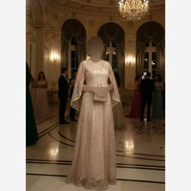 پیراهن مجلسی زنانه مدل فرشته جنس شاین قد 150