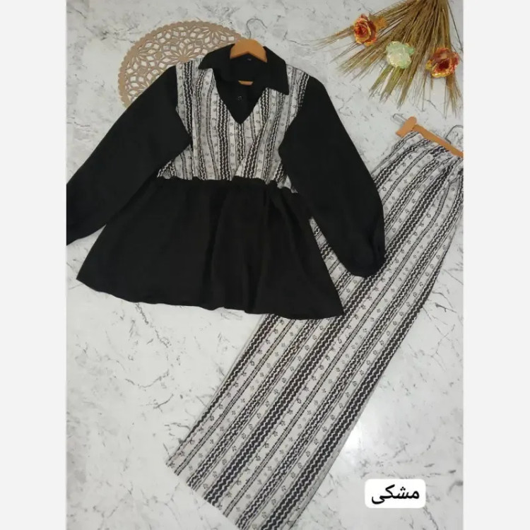 ست شومیز و شلوار تابستانه پریدخت جنس شانتون و لینن کنفی سایز 36 تا 48