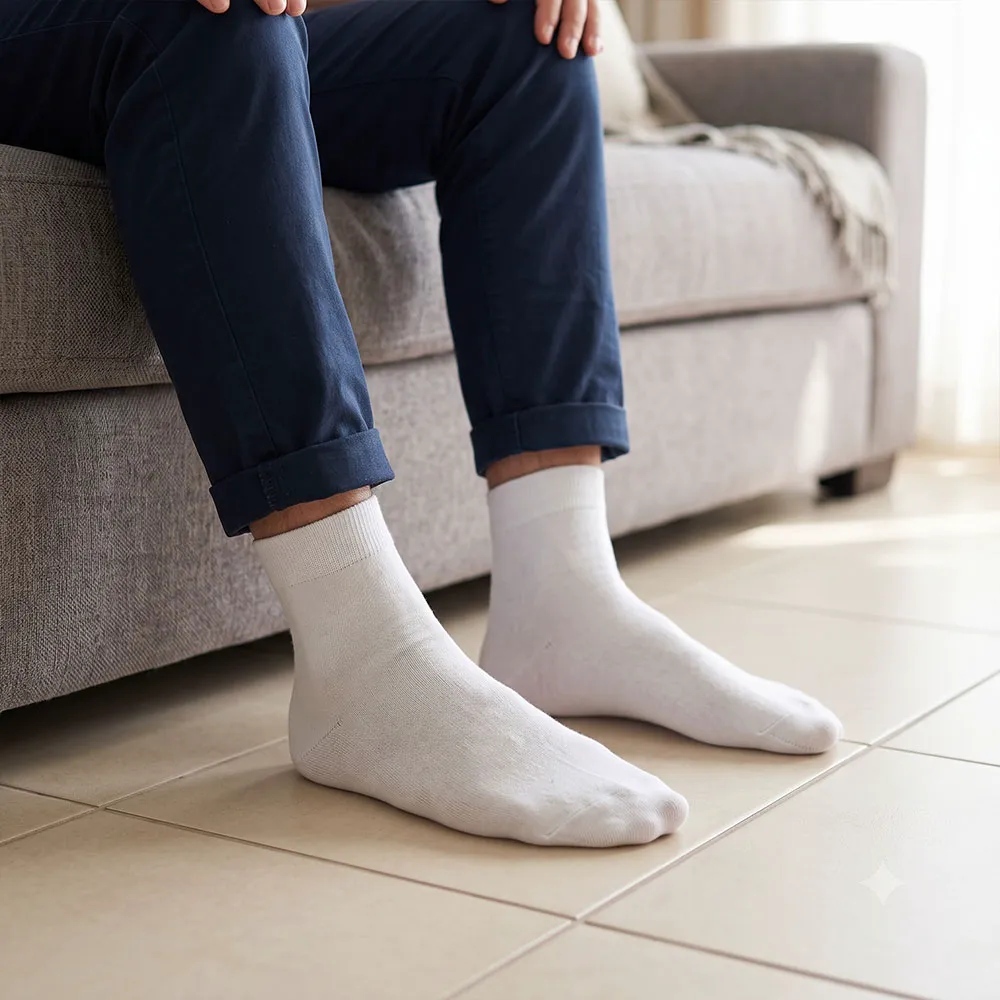 جوراب نیم ساق مردانه ساده پنبه ای سفید سایز 40 تا 44 ایرانی