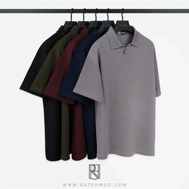 تیشرت نیم یقه باکسی پارچه کبریتی مراکشی لطیف سایز بزرگ و معمولی